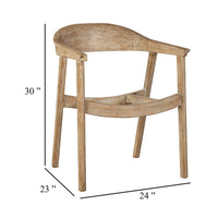 Beny Dining Armchair w Curved Back, Aged White Pine Wood - BM338184