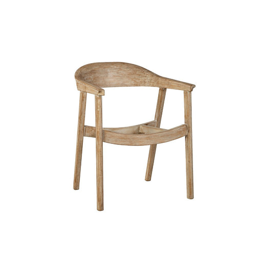 Beny Dining Armchair w Curved Back, Aged White Pine Wood - BM338184
