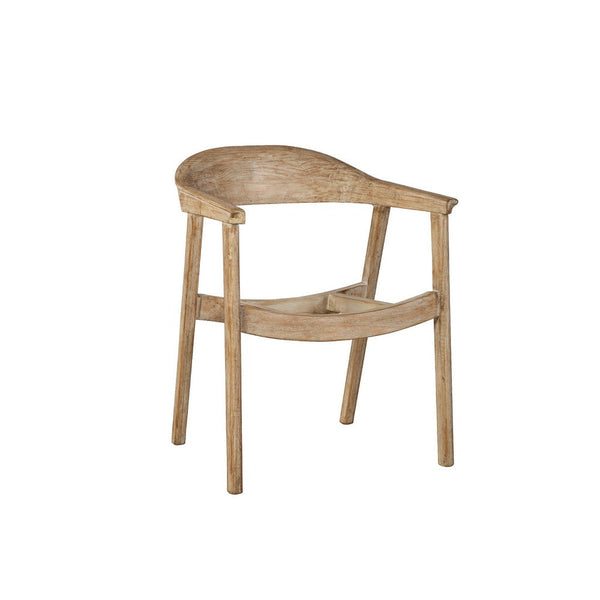 Beny Dining Armchair w Curved Back, Aged White Pine Wood - BM338184