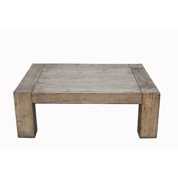 Mao Coffee Table, 51 Inch Rectangular Top with Chunky Legs, Rustic Brown - BM338191