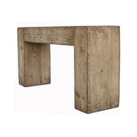 Mao Sofa Console Table, 60 Inch Narrow Top and Panel Legs, Rustic Brown - BM338192