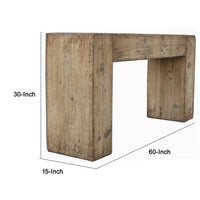 Mao Sofa Console Table, 60 Inch Narrow Top and Panel Legs, Rustic Brown - BM338192