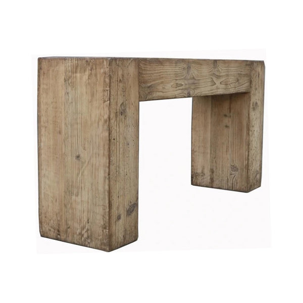 Mao Sofa Console Table, 60 Inch Narrow Top and Panel Legs, Rustic Brown - BM338192