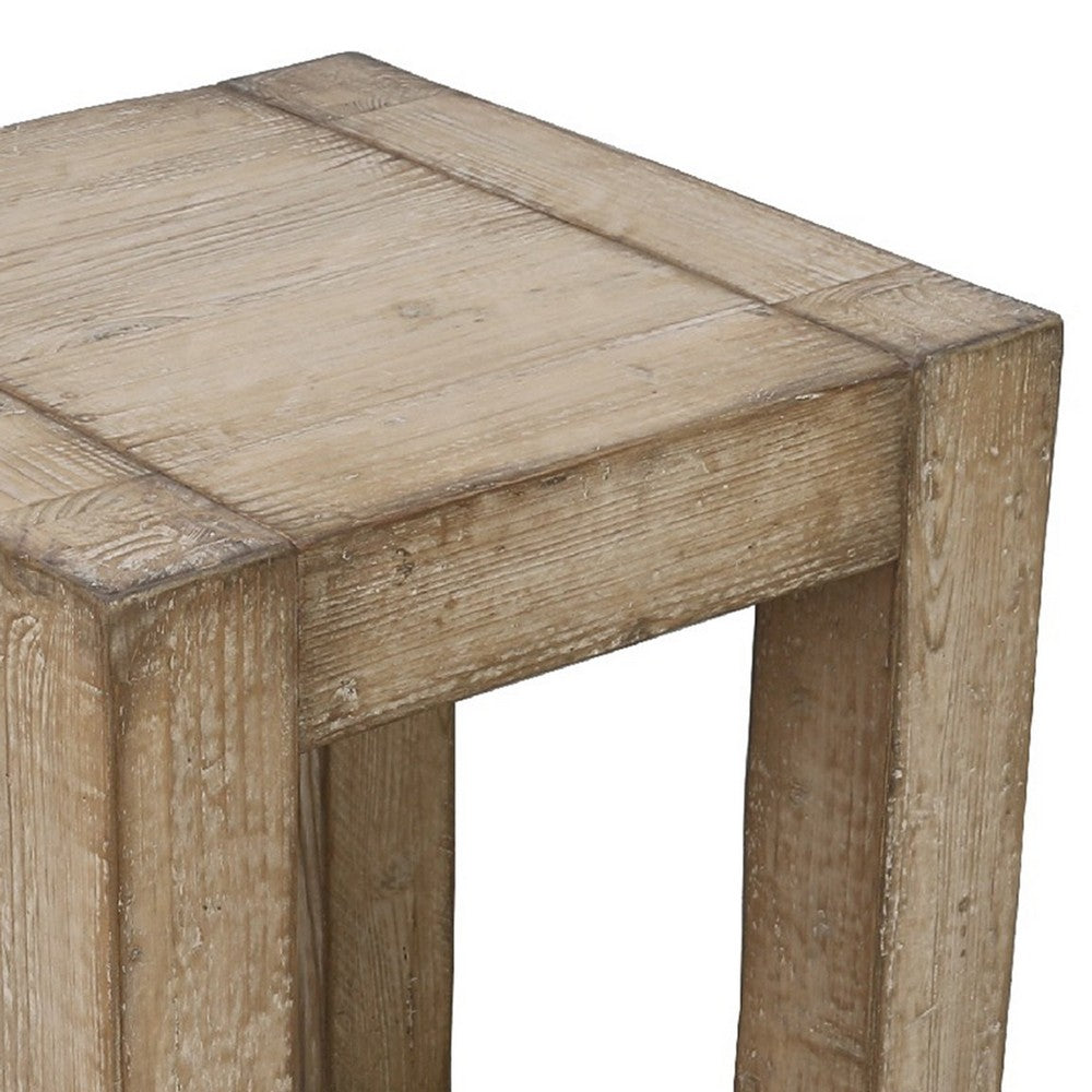 Mao Side End Table, 22 Inch Square Top with Chunky Legs, Rustic Brown - BM338193