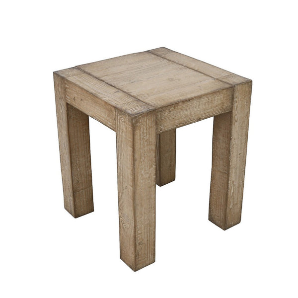 Mao Side End Table, 22 Inch Square Top with Chunky Legs, Rustic Brown - BM338193