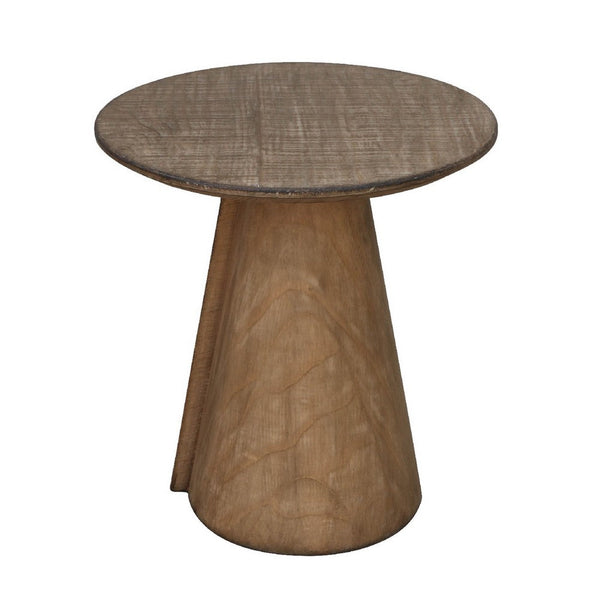 Rela Side End Table, 22 Inch Round Top w Tapered Base, Antique Brown - BM338198