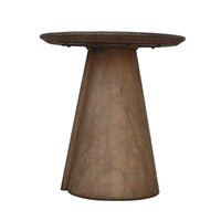 Rela Side End Table, 22 Inch Round Top w Tapered Base, Antique Brown - BM338198