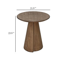 Rela Side End Table, 22 Inch Round Top w Tapered Base, Antique Brown - BM338198