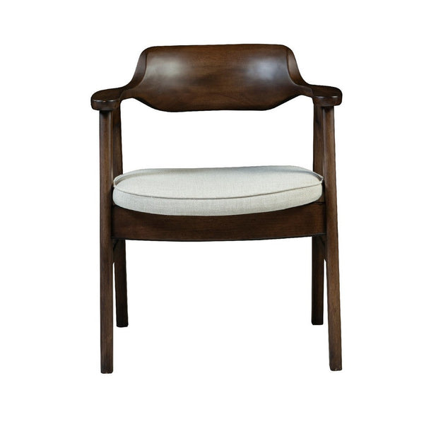Zsy Dining Armchair, Sand White, Java Brown Birch Wood, Curved Back - BM338199