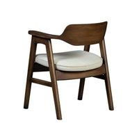 Zsy Dining Armchair, Sand White, Java Brown Birch Wood, Curved Back - BM338199
