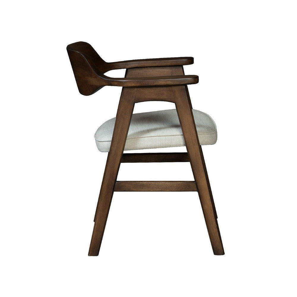 Zsy Dining Armchair, Sand White, Java Brown Birch Wood, Curved Back - BM338199