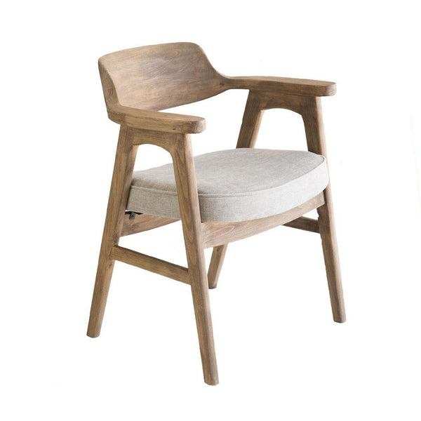 Zsy Dining Armchair, Anew Gray, Natural Brown Birch Wood, Curved Back - BM338200