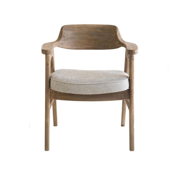 Zsy Dining Armchair, Anew Gray, Natural Brown Birch Wood, Curved Back - BM338200