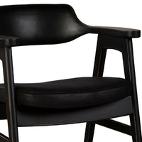 Zsy Dining Armchair w Curved Back, Black Birch Wood and Faux Leather - BM338201
