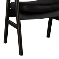 Zsy Dining Armchair w Curved Back, Black Birch Wood and Faux Leather - BM338201