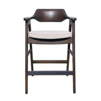 Zsy Barstool Chair w Curved Back, Java Brown Birch Wood, Sand White - BM338202