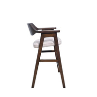 Zsy Barstool Chair w Curved Back, Java Brown Birch Wood, Sand White - BM338202