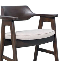 Zsy Barstool Chair w Curved Back, Java Brown Birch Wood, Sand White - BM338202