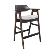 Zsy Barstool Chair w Curved Back, Java Brown Birch Wood, Sand White - BM338202