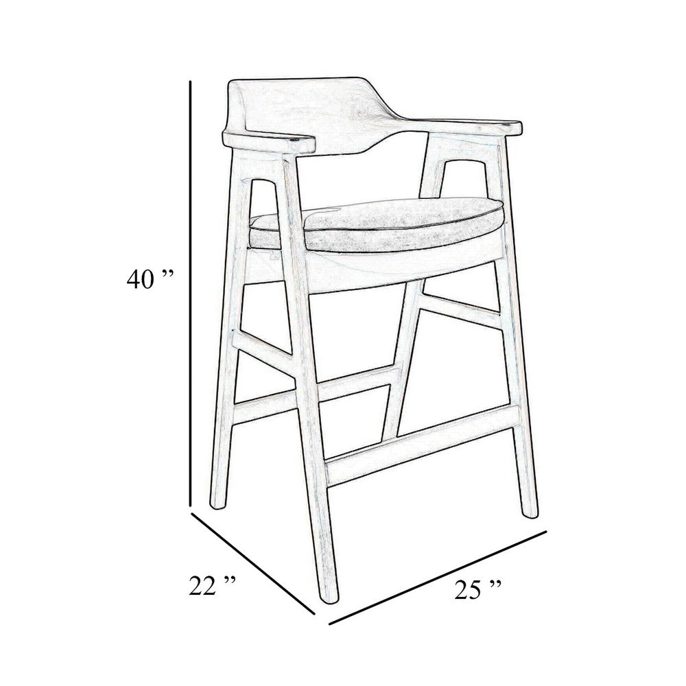 Zsy Barstool Chair w Curved Back, Natural Brown Birch Wood, Anew Gray - BM338203