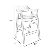 Zsy Barstool Chair w Curved Back, Natural Brown Birch Wood, Anew Gray - BM338203