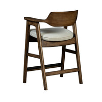 Zsy Counter Stool Chair, Open Back, Java Brown Birch Wood, Sand White - BM338205