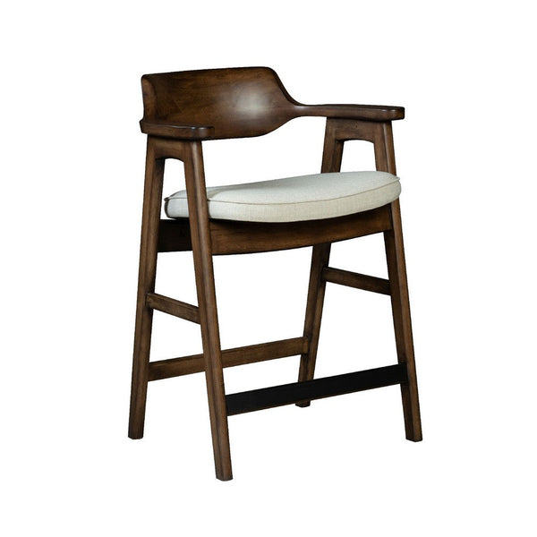 Zsy Counter Stool Chair, Open Back, Java Brown Birch Wood, Sand White - BM338205