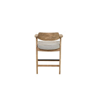 Zsy Counter Stool Chair, Open Back Natural Brown Birch Wood, Anew Gray - BM338206