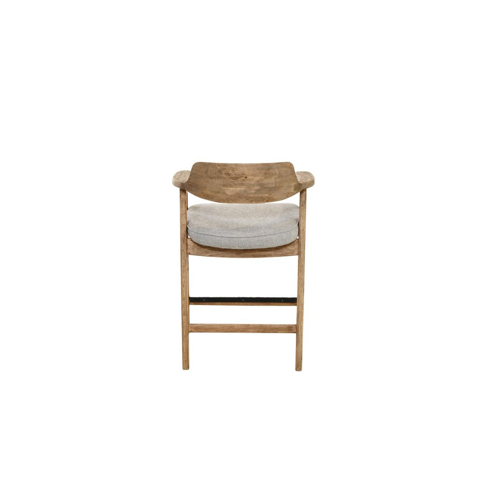 Zsy Counter Stool Chair, Open Back Natural Brown Birch Wood, Anew Gray - BM338206