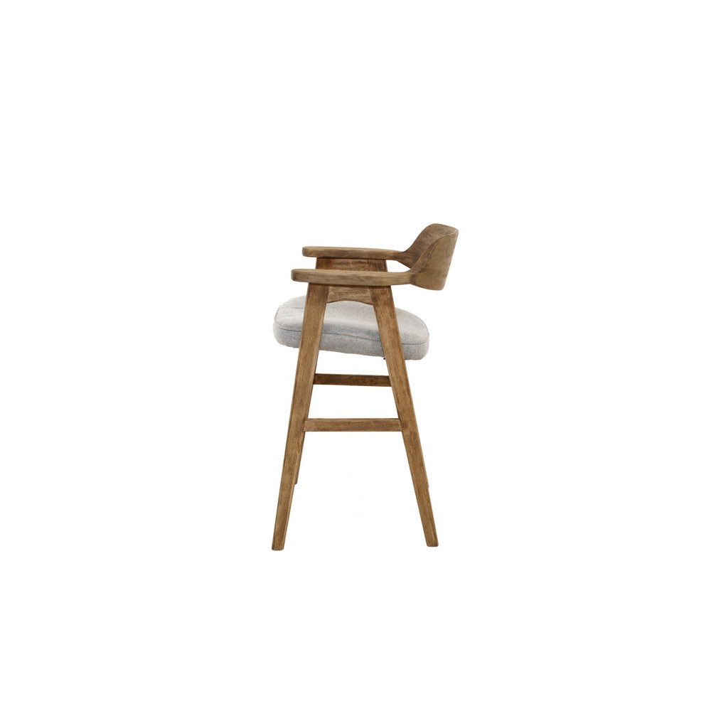 Zsy Counter Stool Chair, Open Back Natural Brown Birch Wood, Anew Gray - BM338206