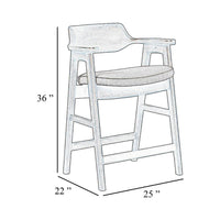 Zsy Counter Stool Chair, Open Back Natural Brown Birch Wood, Anew Gray - BM338206