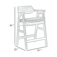 Zsy Counter Stool Chair, Open Back Natural Brown Birch Wood, Anew Gray - BM338206