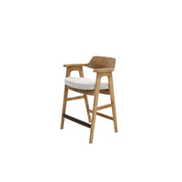 Zsy Counter Stool Chair, Open Back Natural Brown Birch Wood, Anew Gray - BM338206