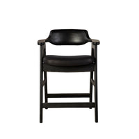 Zsy Counter Stool Chair, Open Back, Black Birch Wood and Faux Leather - BM338207