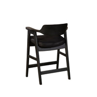 Zsy Counter Stool Chair, Open Back, Black Birch Wood and Faux Leather - BM338207