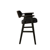Zsy Counter Stool Chair, Open Back, Black Birch Wood and Faux Leather - BM338207