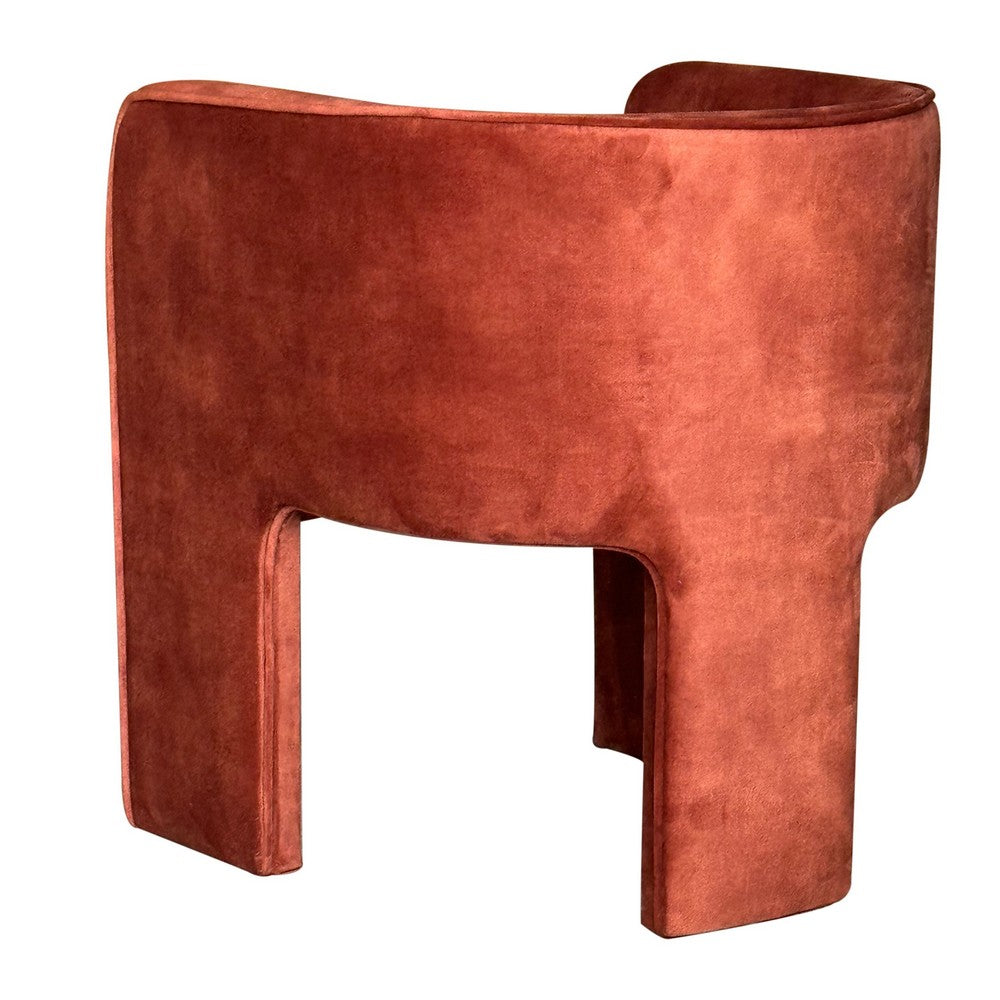 Gela Dining Chair, Three Legged Barrel Accent Sides, Maroon Red - BM338208