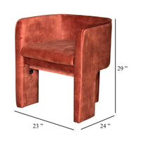 Gela Dining Chair, Three Legged Barrel Accent Sides, Maroon Red - BM338208