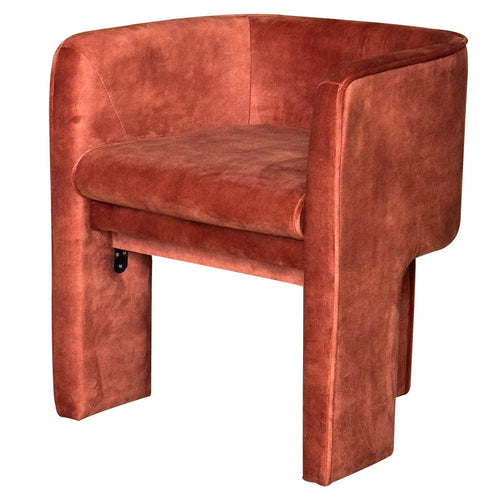 Gela Dining Chair, Three Legged Barrel Accent Sides, Maroon Red - BM338208