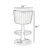 Myra Mushroom Counter Stool, Brown Ribbed Leather, Dark Gray Iron Base - BM338211