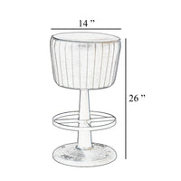 Myra Mushroom Counter Stool, Green Ribbed Leather, Dark Gray Iron Base - BM338212