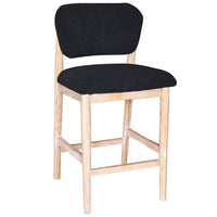 Fela Counter Stool Chair, Black Seat and Back, Natural Brown Wood - BM338213