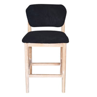 Fela Counter Stool Chair, Black Seat and Back, Natural Brown Wood - BM338213