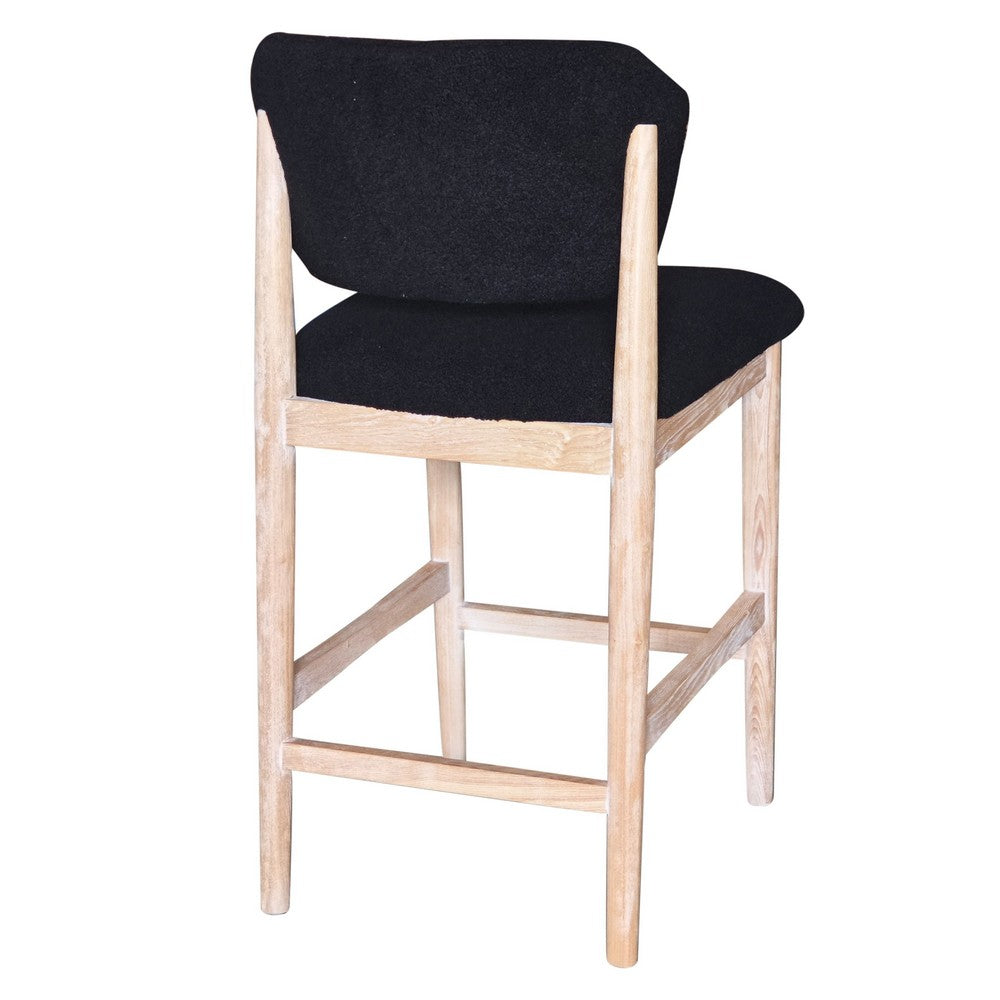 Fela Counter Stool Chair, Black Seat and Back, Natural Brown Wood - BM338213
