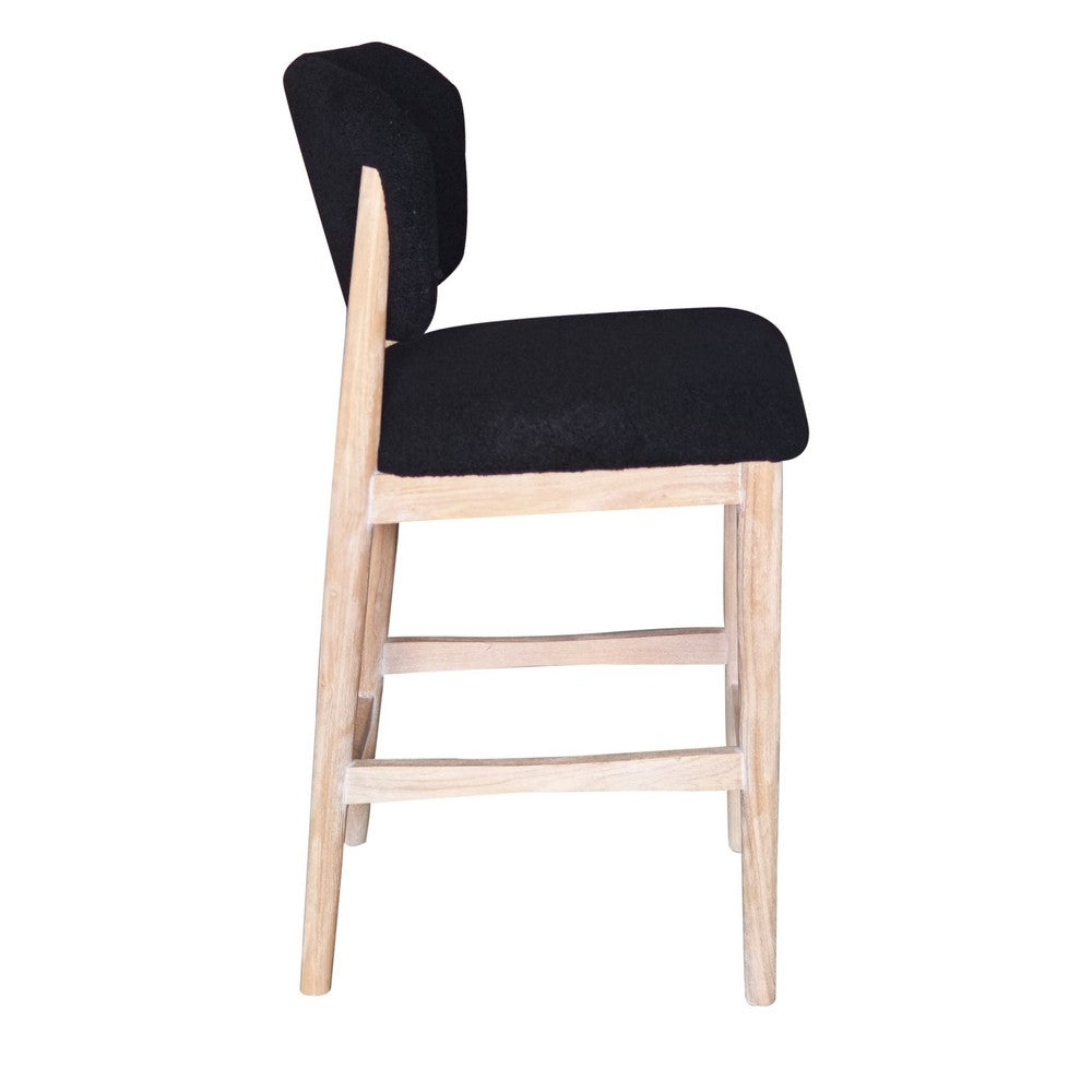 Fela Counter Stool Chair, Black Seat and Back, Natural Brown Wood - BM338213