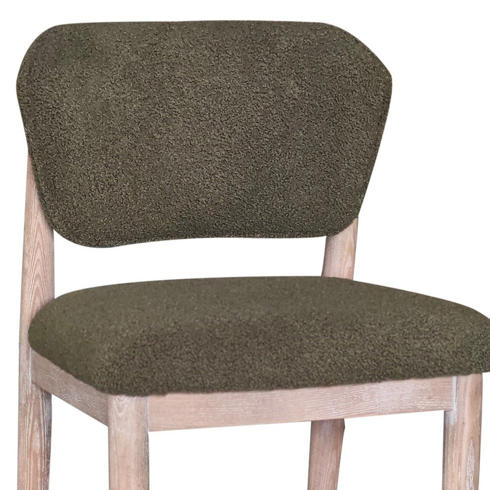 Fela Counter Stool Chair, Moss Green Seat and Back, Natural Brown Wood - BM338215