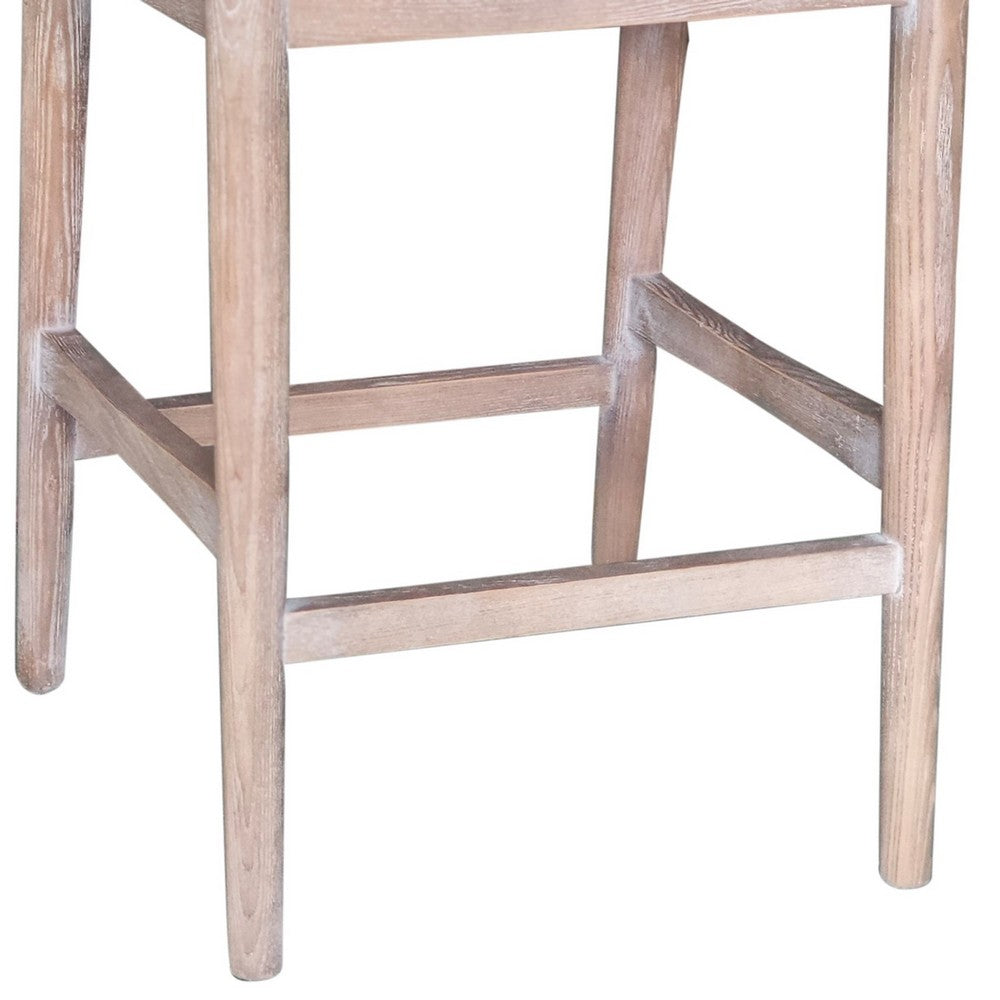 Fela Counter Stool Chair, Moss Green Seat and Back, Natural Brown Wood - BM338215