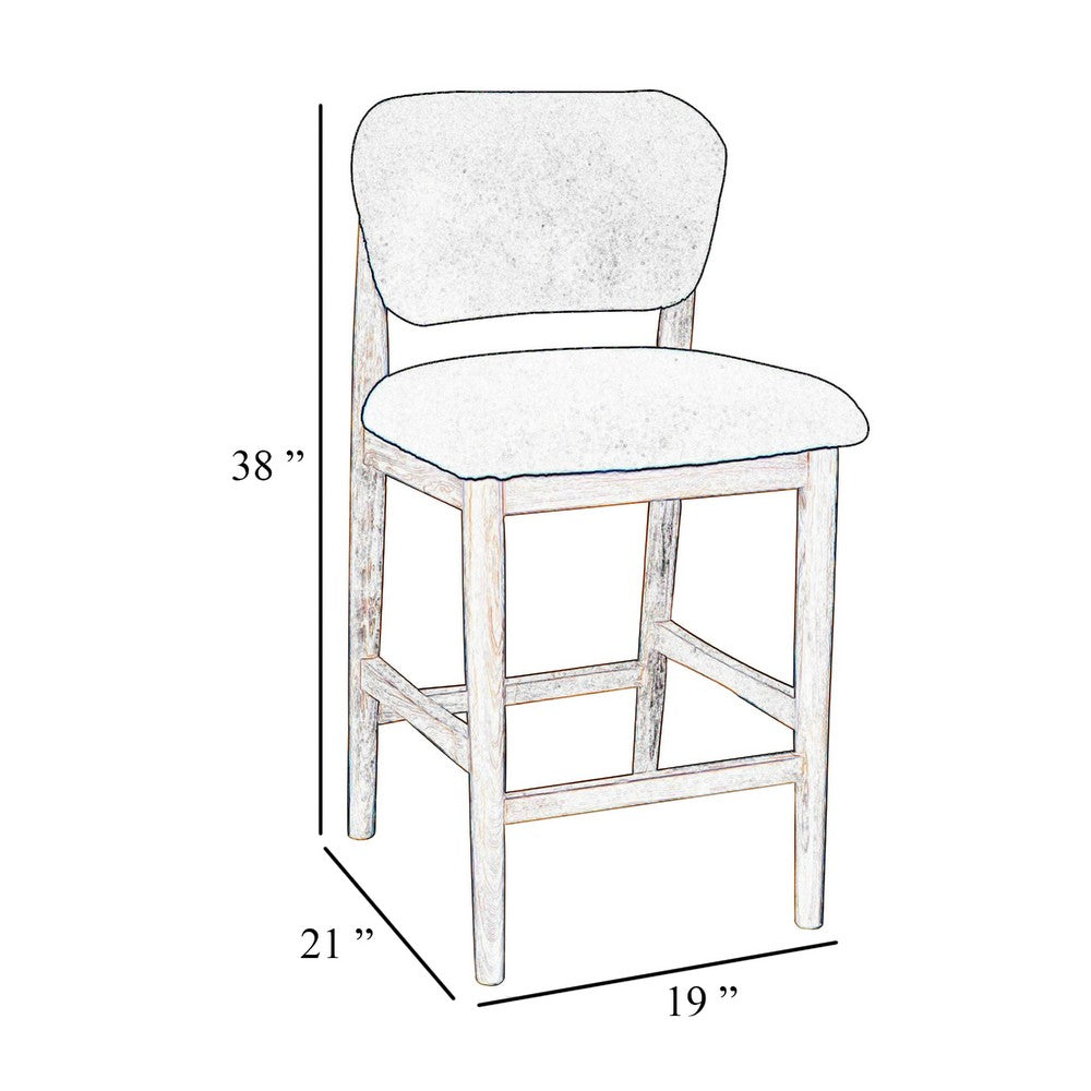Fela Counter Stool Chair, Moss Green Seat and Back, Natural Brown Wood - BM338215