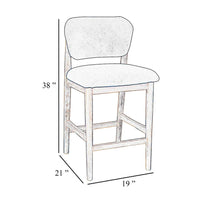 Fela Counter Stool Chair, Moss Green Seat and Back, Natural Brown Wood - BM338215