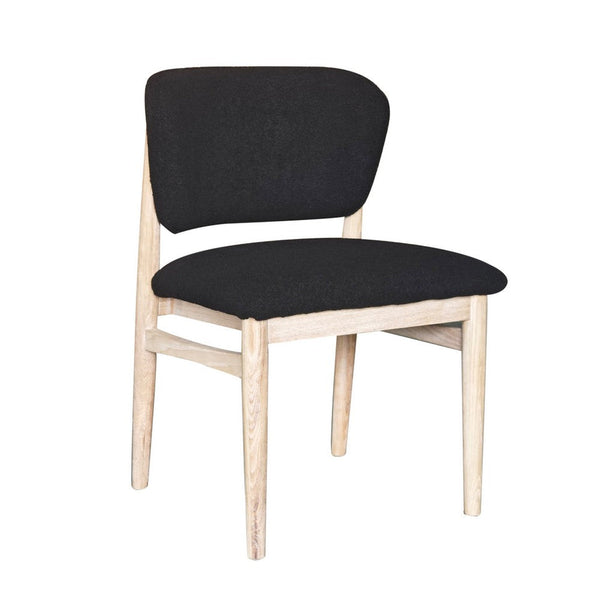 Fela Dining Chair Set of 2, Black Seat and Back, Natural Brown Wood - BM338216